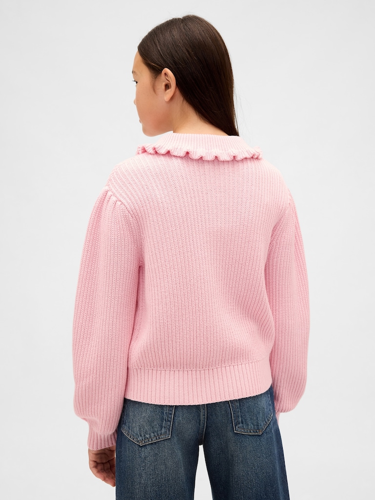 Kids Ruffle Collar Cardigan