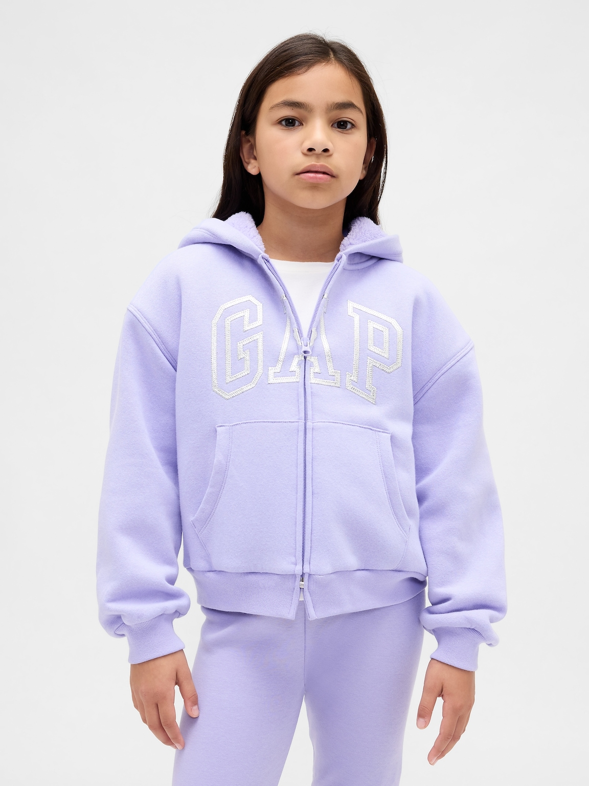 Kids Sherpa-Lined Graphic Logo Hoodie