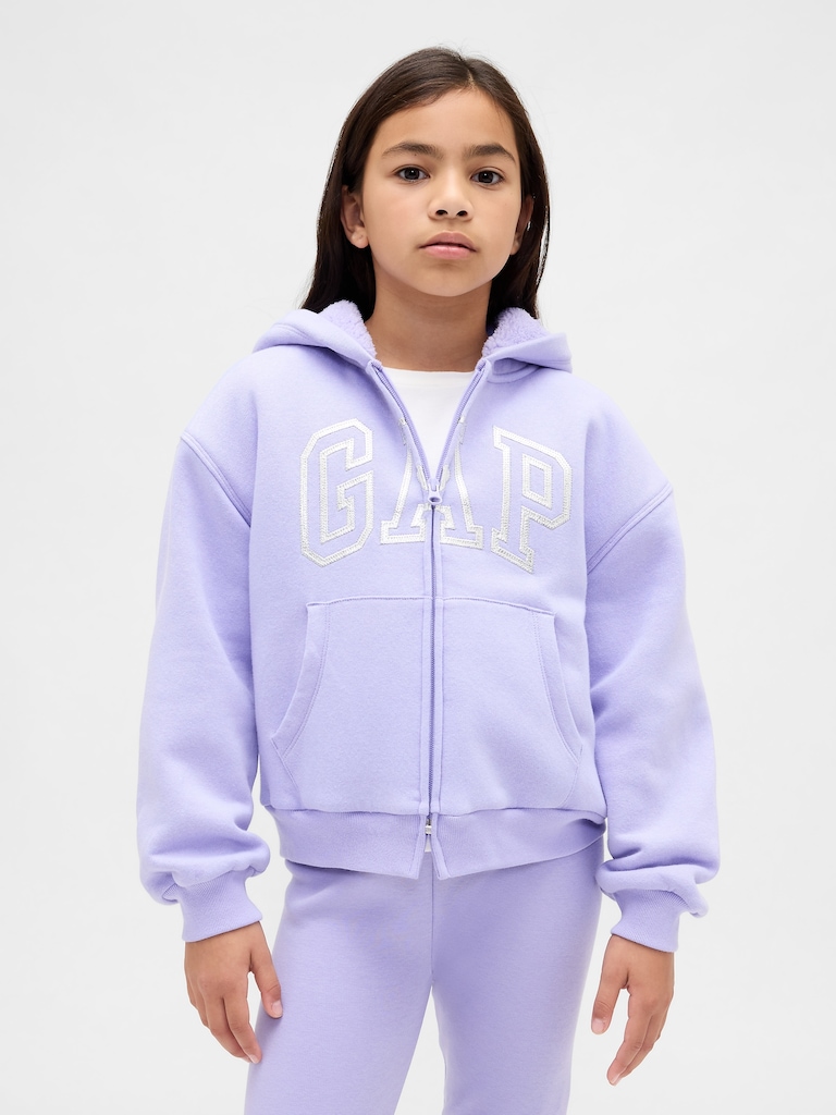 Kids Sherpa-Lined Graphic Logo Hoodie