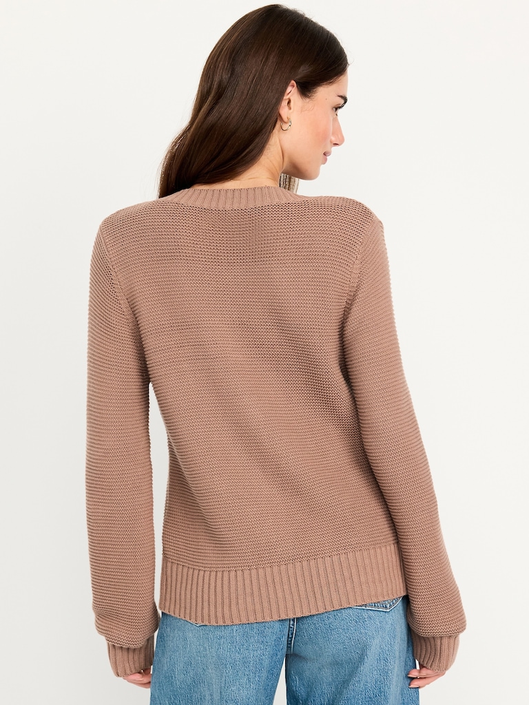 Seaside Cotton Garter-Knit Cardigan Sweater