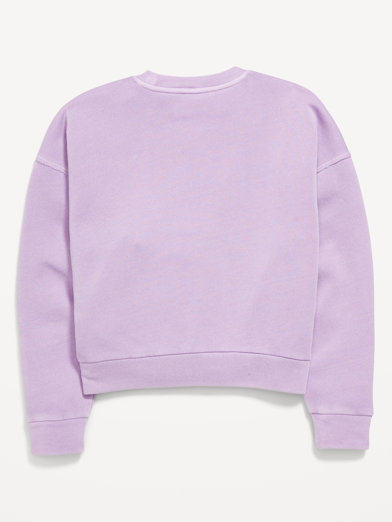 Washed Crew-Neck Sweatshirt for Girls