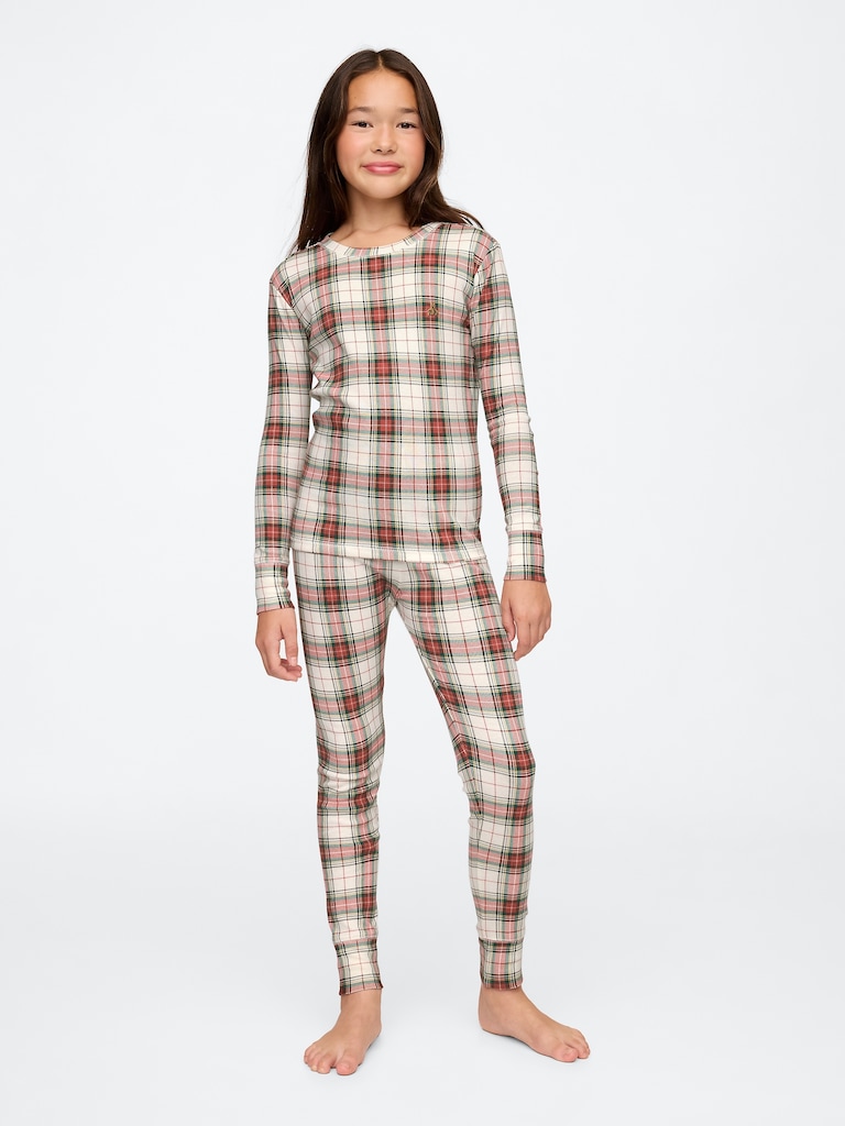 Kids Organic Brushed Cotton Plaid PJ Set