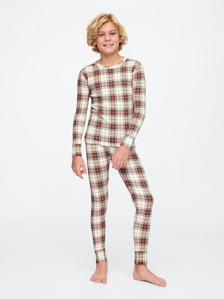 Kids Organic Brushed Cotton Plaid PJ Set