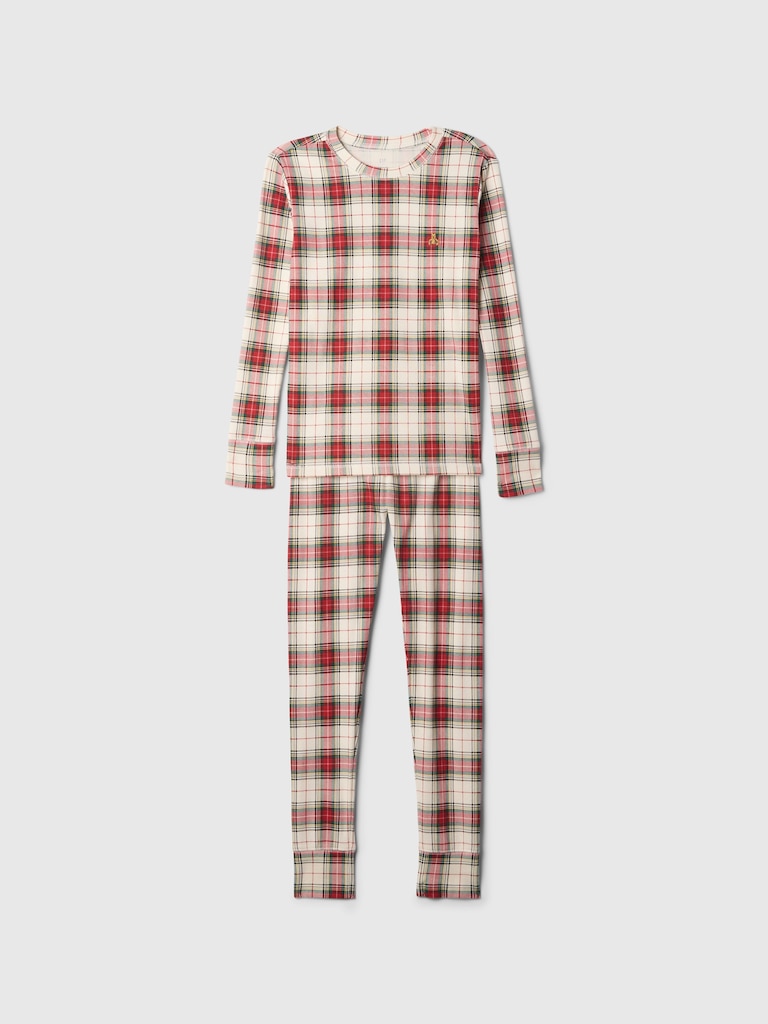 Kids Organic Brushed Cotton Plaid PJ Set