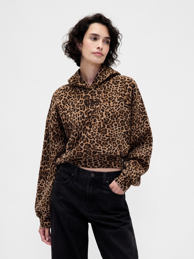 VintageSoft Crop Logo Hoodie