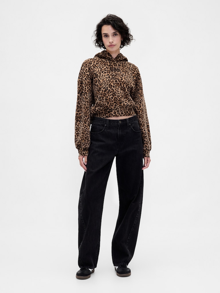 VintageSoft Crop Logo Hoodie