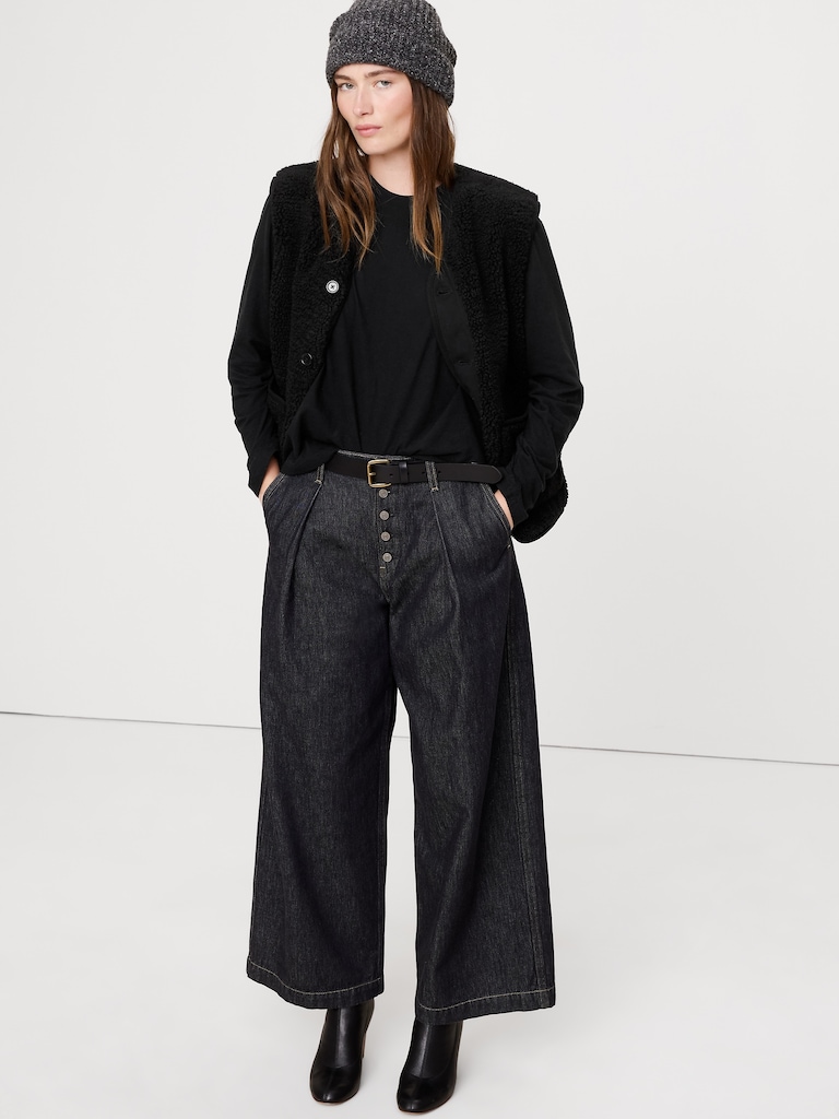 Cotton Slub Long-Sleeve Boyfriend T-Shirt