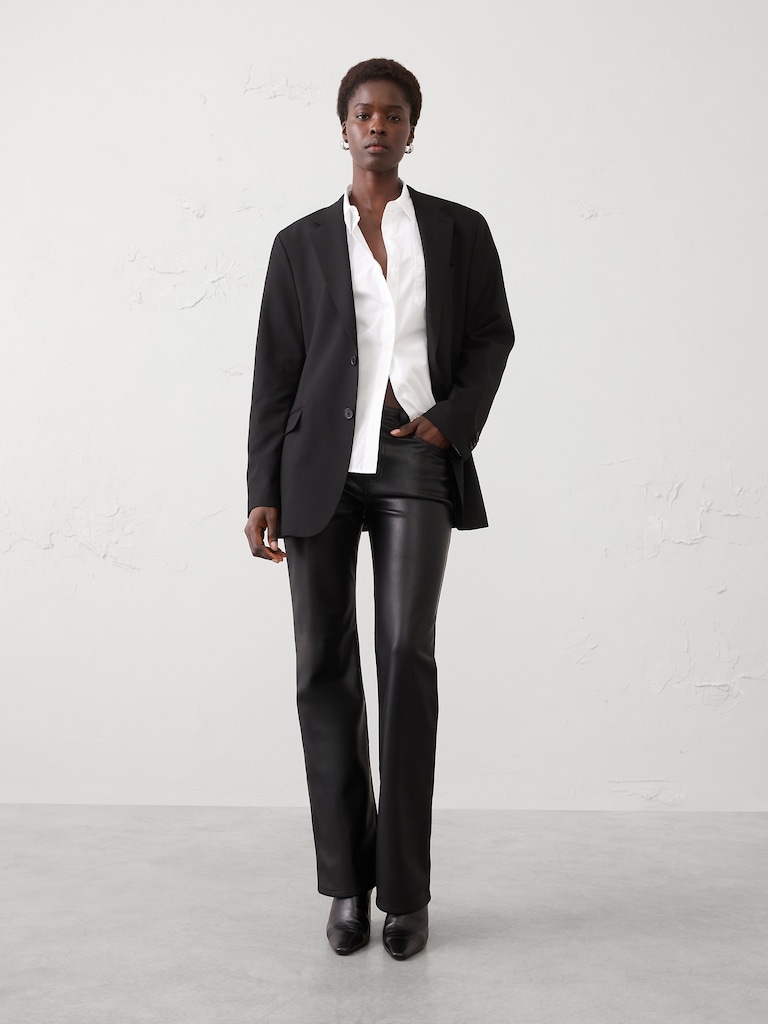 Vegan Leather Bootcut Mid-Rise Pant