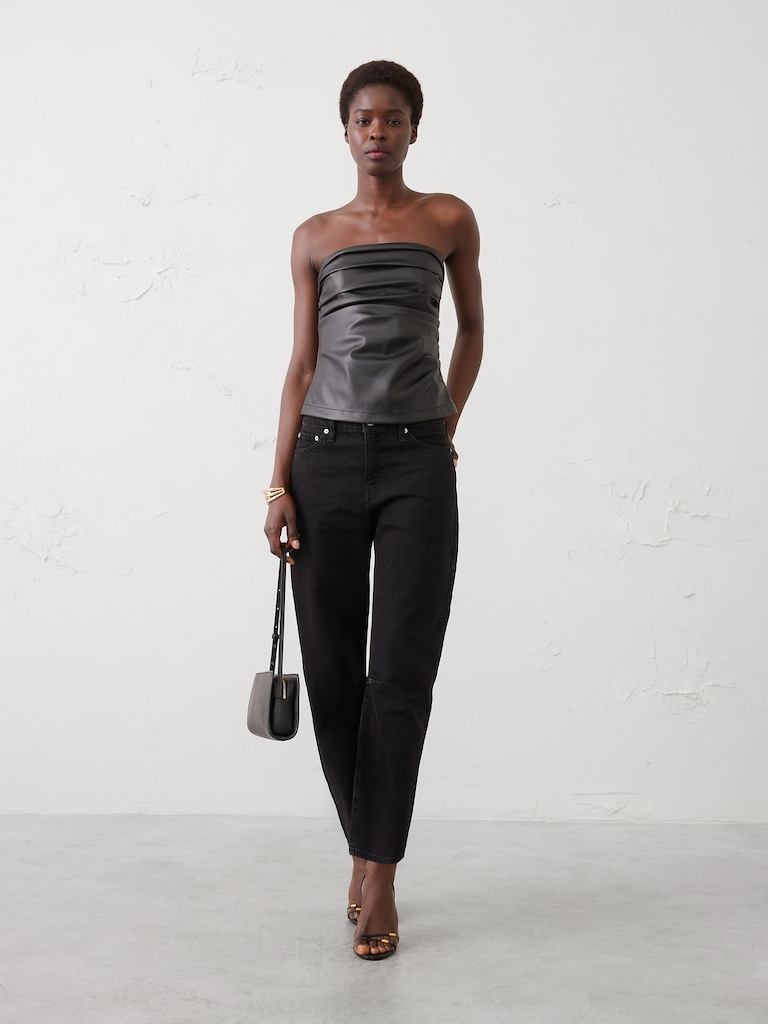 Vegan Leather Pleated Bustier