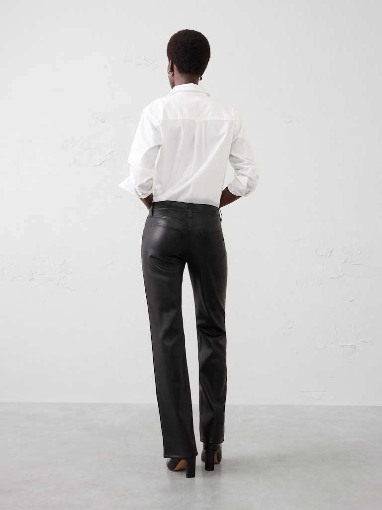Vegan Leather Bootcut Mid-Rise Pant