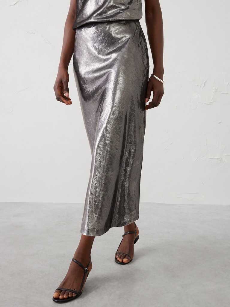 Velvet Shimmer Midi Skirt