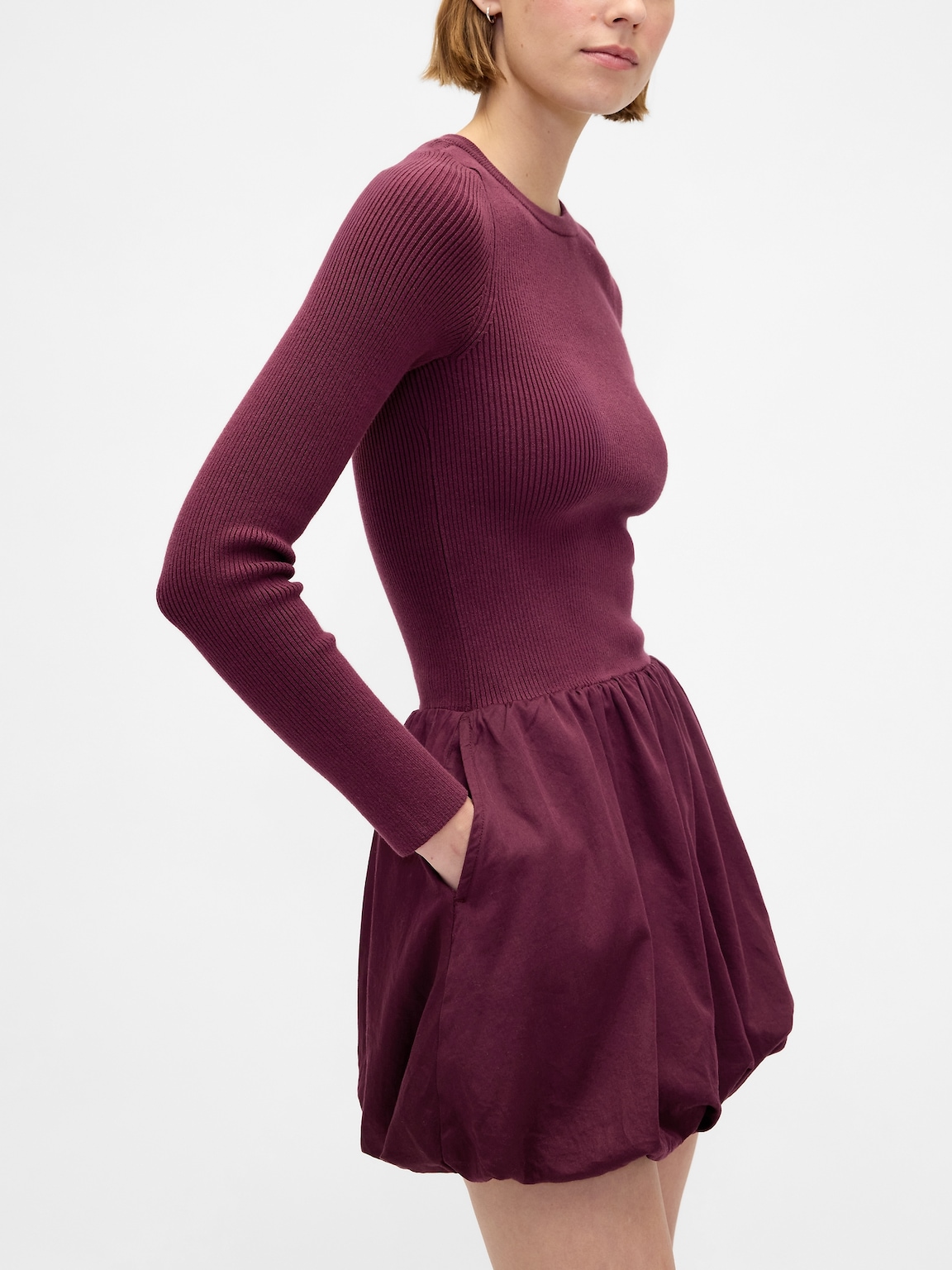 Mixed Media Bubble Mini Dress