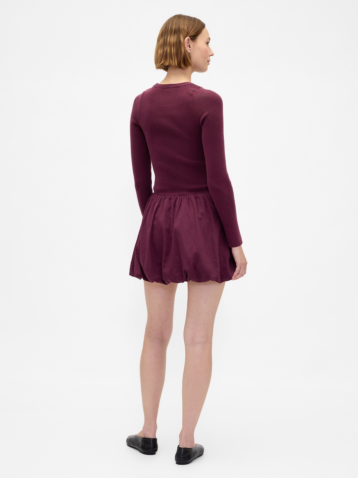 Mixed Media Bubble Mini Dress