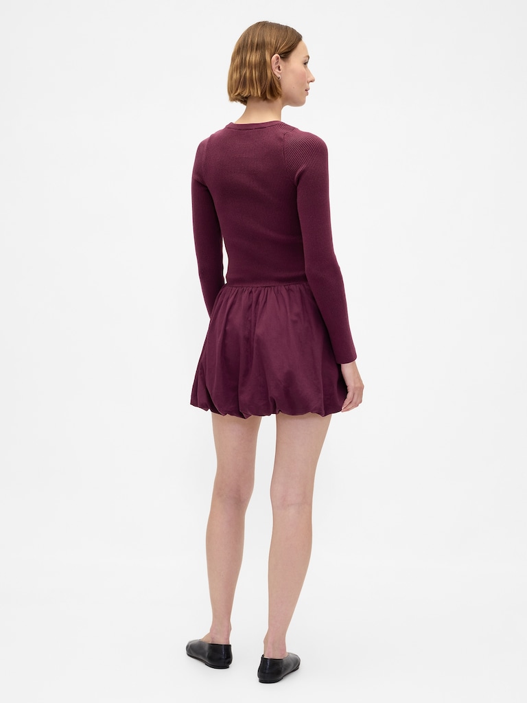 Mixed Media Bubble Mini Dress