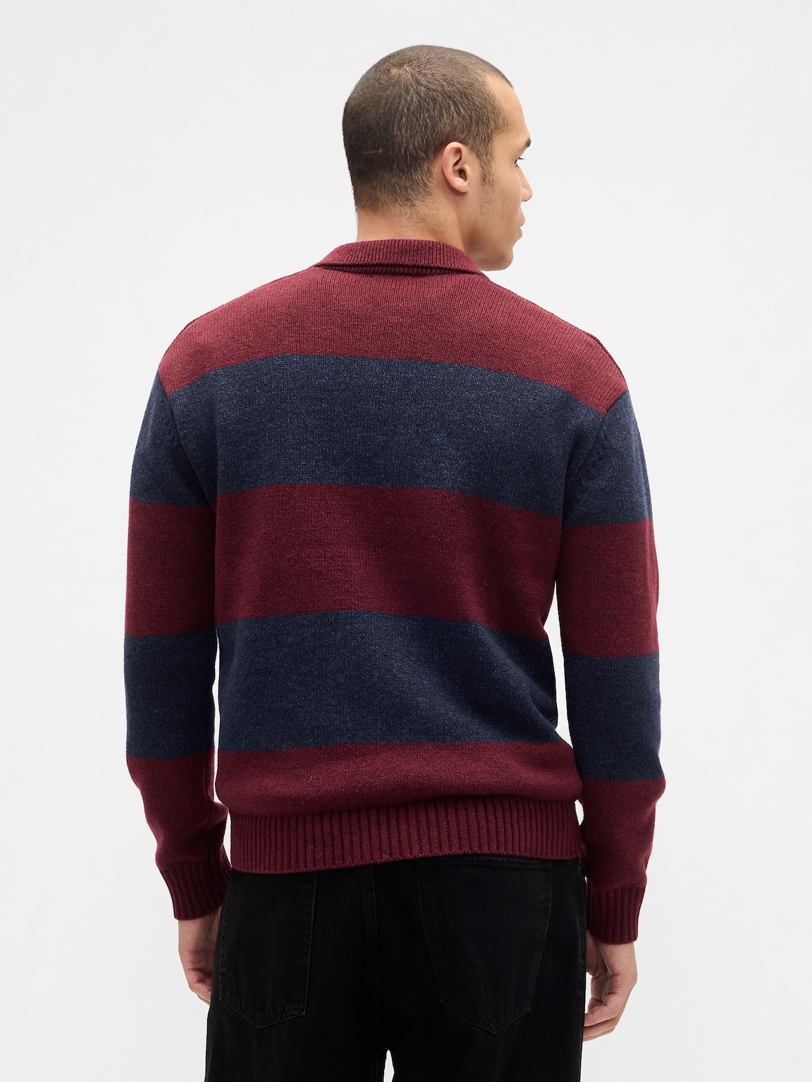 Rugby Stripe Relaxed Polo Sweater