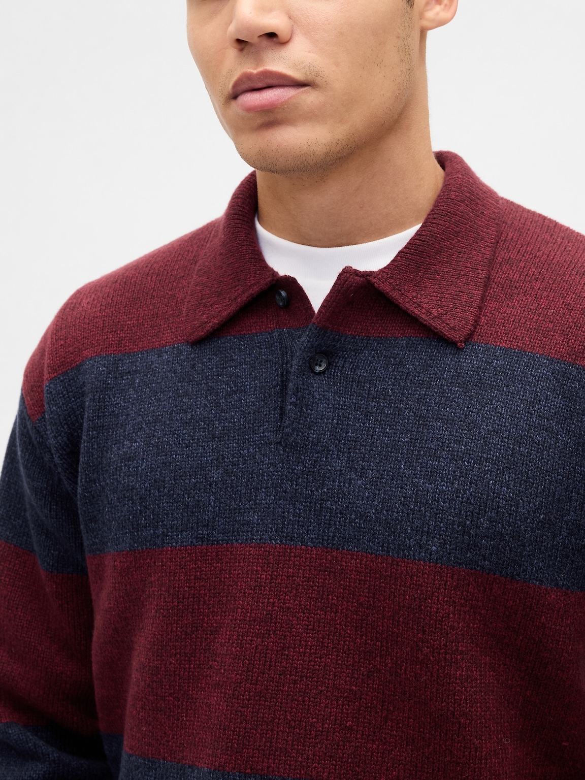 Rugby Stripe Relaxed Polo Sweater