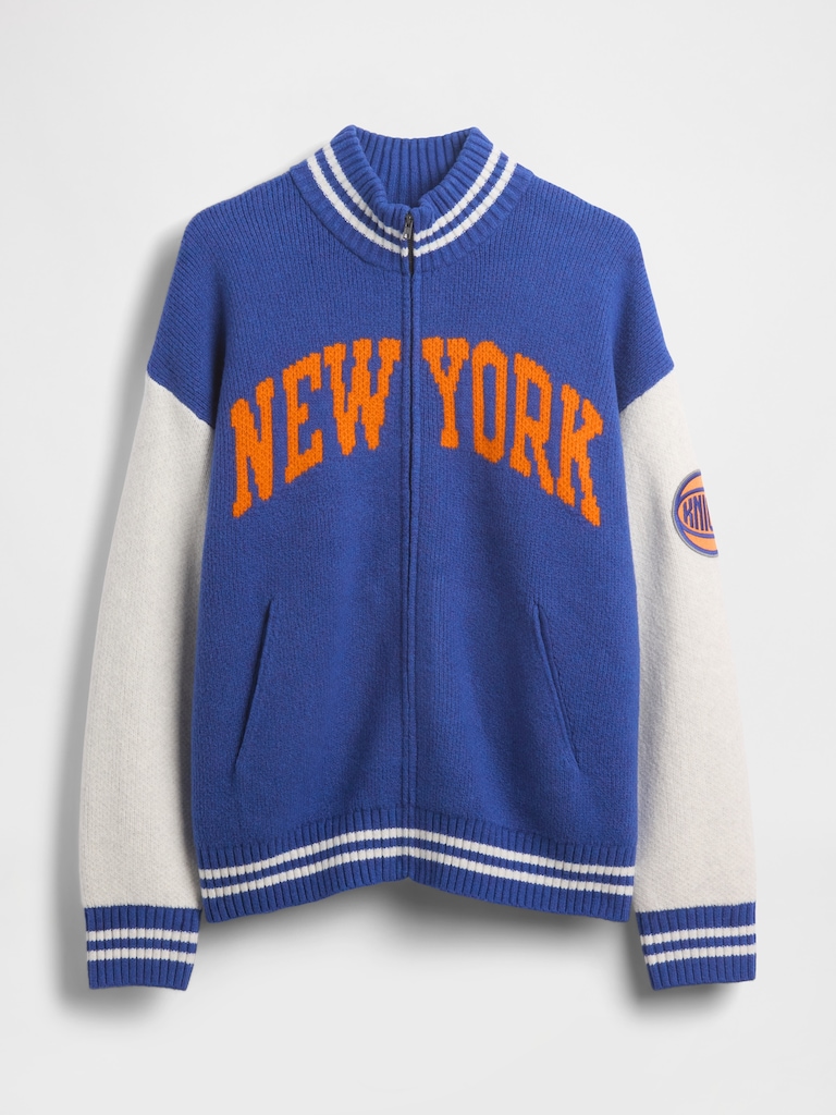 CashSoft NBA New York Knicks Logo Zip Sweater