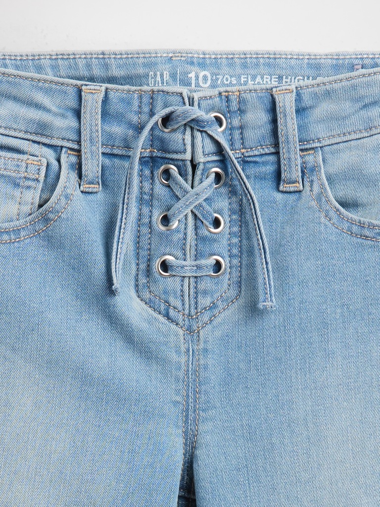 Kids High Rise Lace-Up '70s Flare Jeans