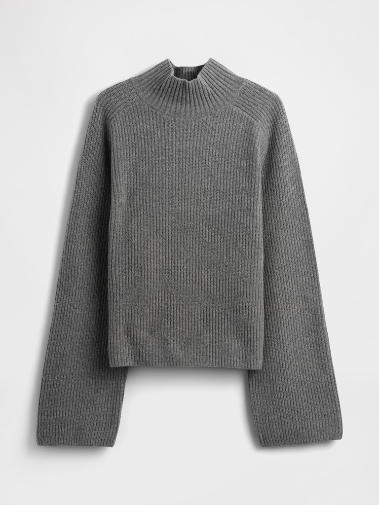 CashSoft Shaker-Stitch Turtleneck Sweater