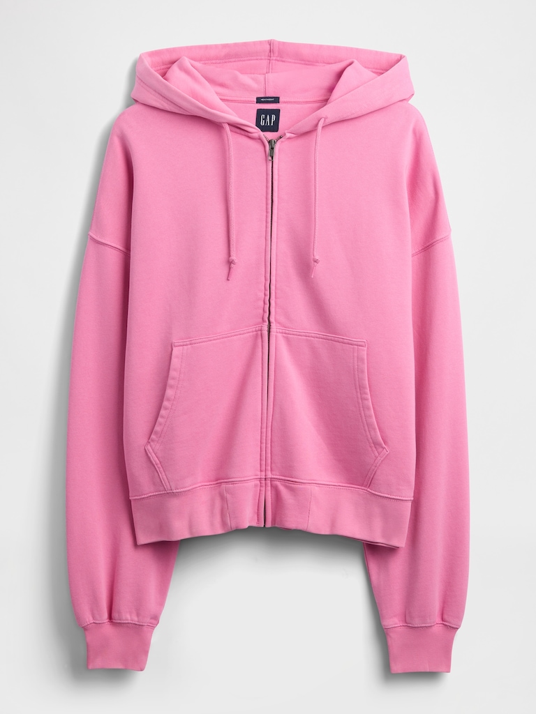 Heavyweight Oversized Crop Zip Hoodie