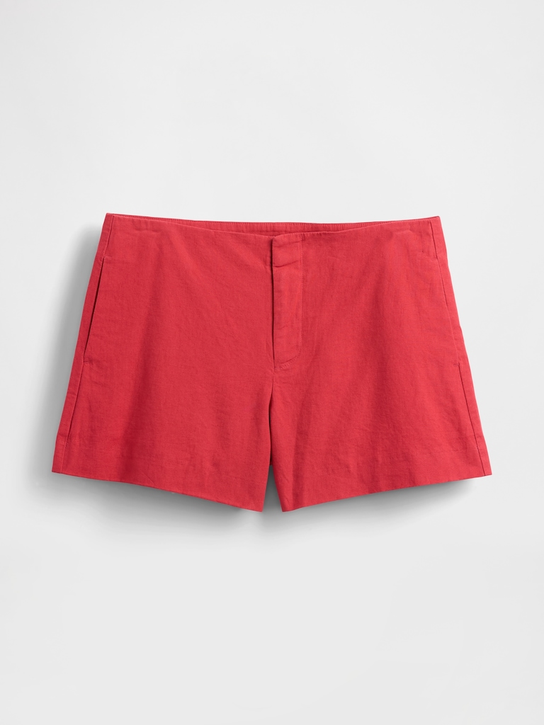 4" Mid Rise Linen-Blend Shorts