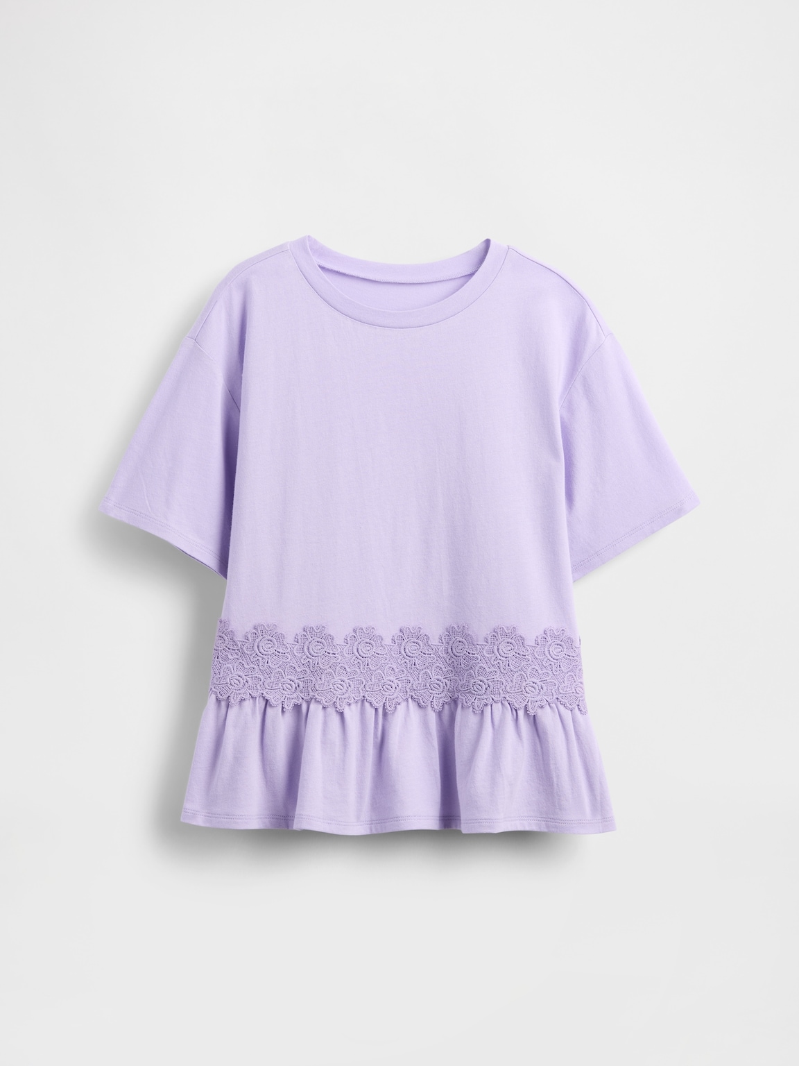 Kids Lace-Trim Peplum T-Shirt