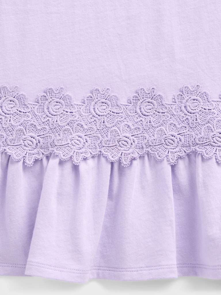 Kids Lace-Trim Peplum T-Shirt