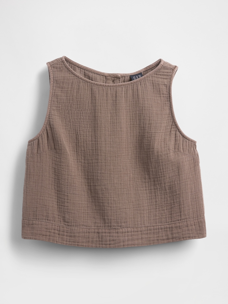 Cotton Gauze Crop Shell Top