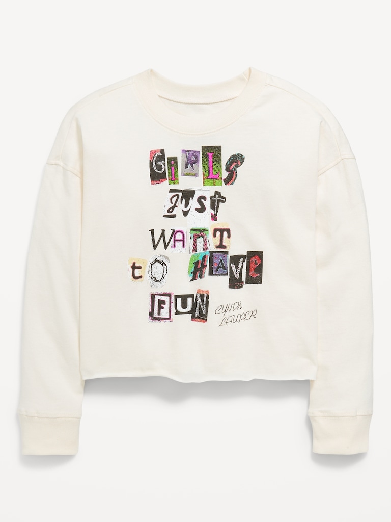 Cyndi Lauper™ Graphic Raw-Edge T-Shirt for Girls