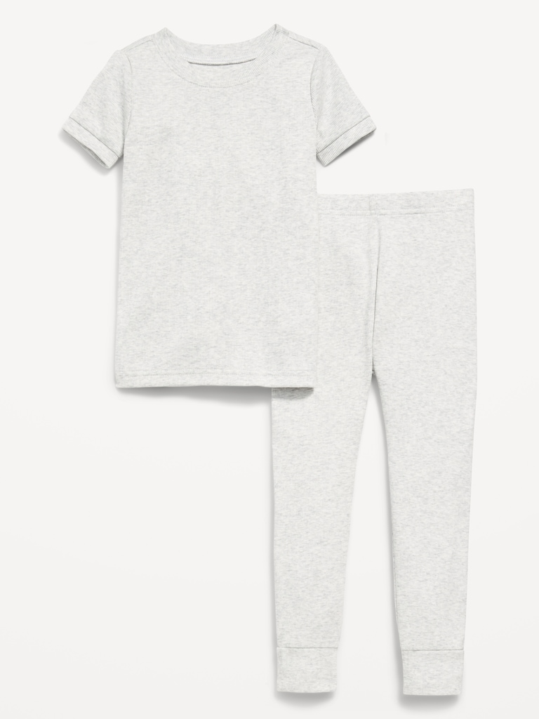 Snug-Fit Ribbed Pajama Set for Toddler & Baby