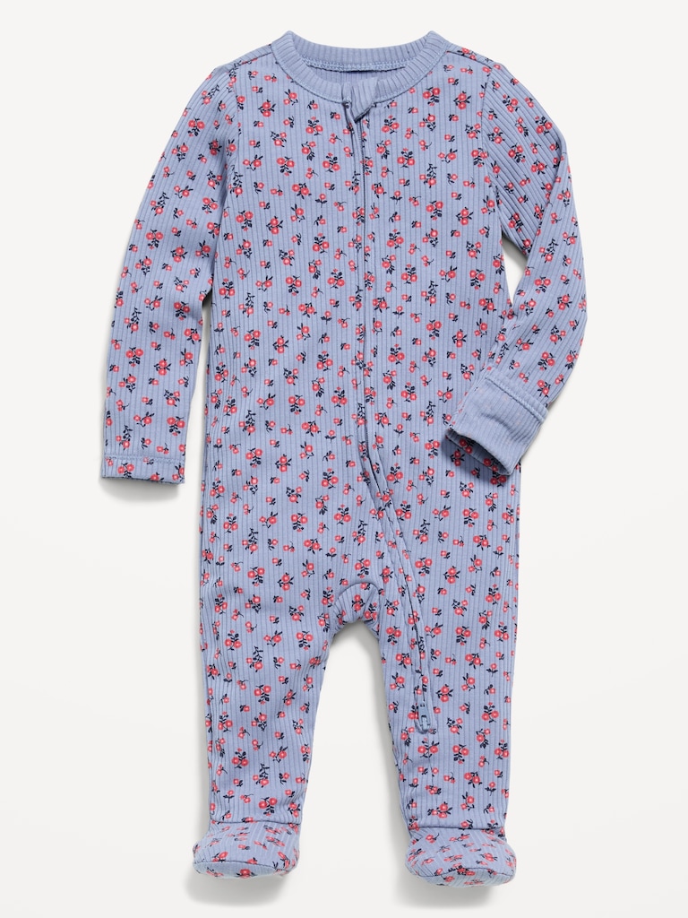 Ribbed 2-Way-Zip Sleep & Play Footed One-Piece for Baby