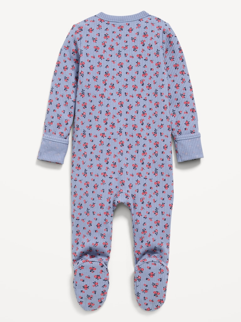 Ribbed 2-Way-Zip Sleep & Play Footed One-Piece for Baby
