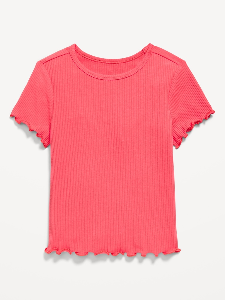 Short-Sleeve Lettuce-Edge T-Shirt for Toddler Girls
