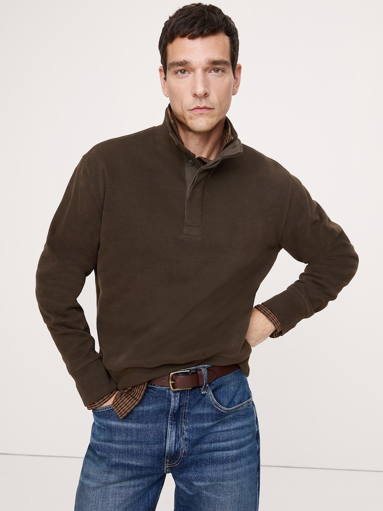 Double-Knit Mock-Neck Sweatshirt