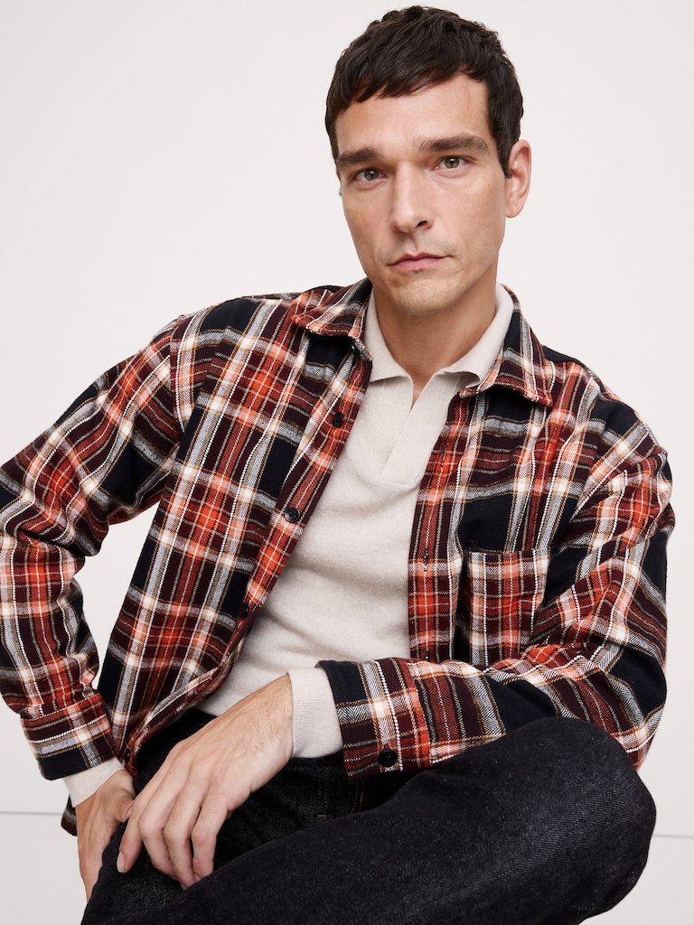 Relaxed-Fit Textured Flannel Overshirt