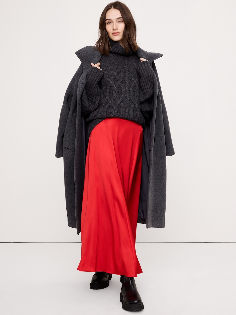 Stretch-Satin Maxi Skirt