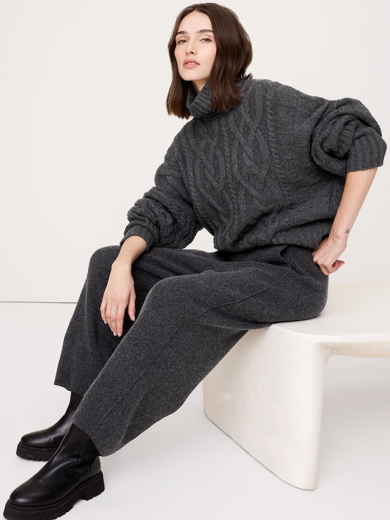 Merino-Cotton Barrel Sweater Pant