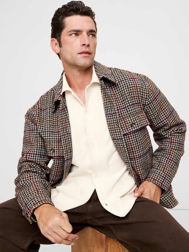 Herringbone Cotton Long-Sleeve Resort Shirt