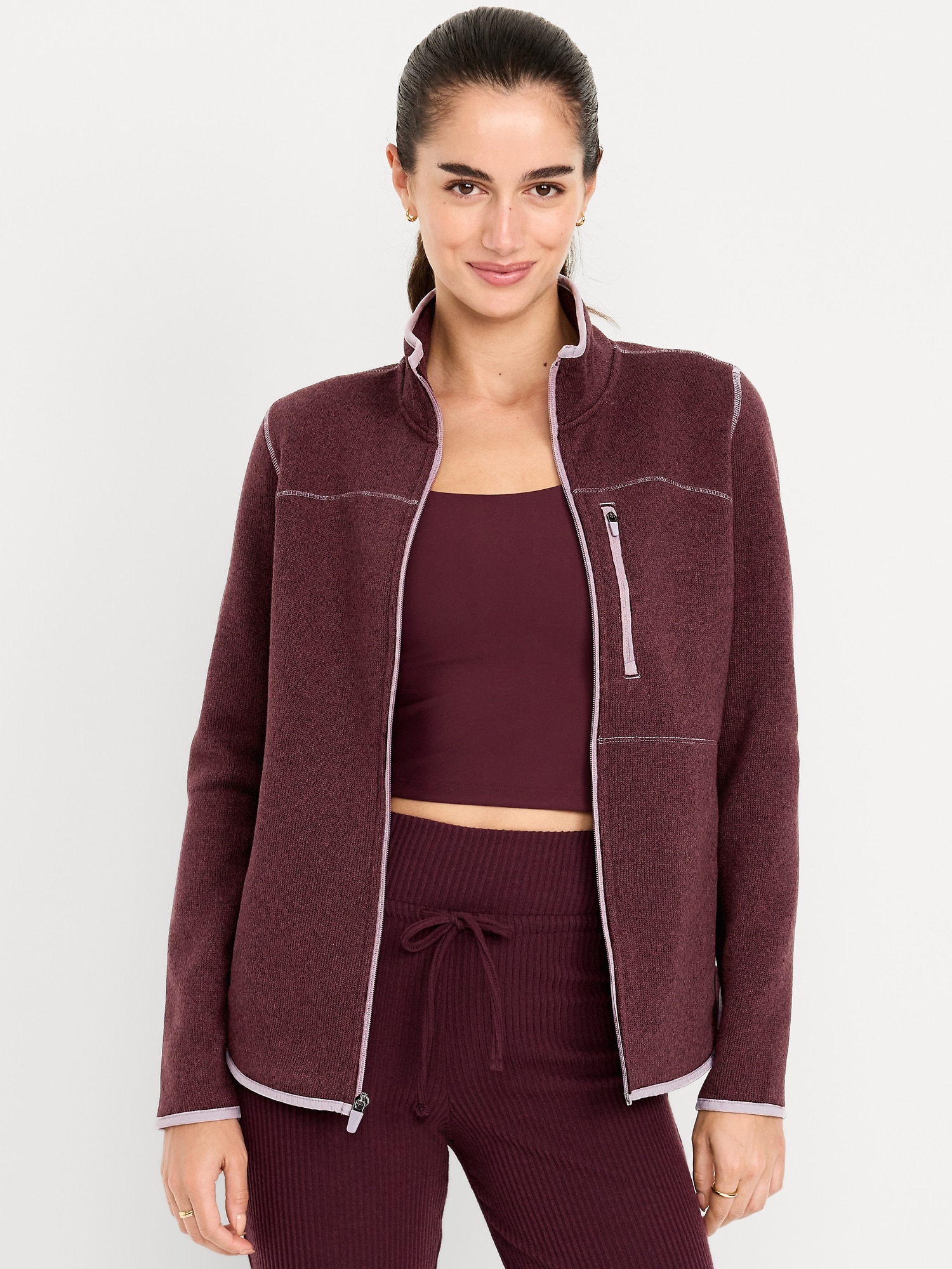 Fitted Sweater Fleece Zip Jacket | Old Navy