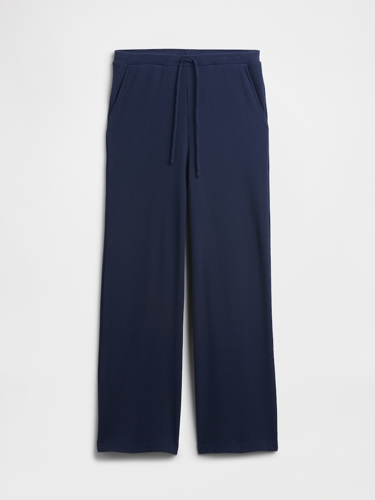 Waffle-Knit Wide-Leg PJ Pants