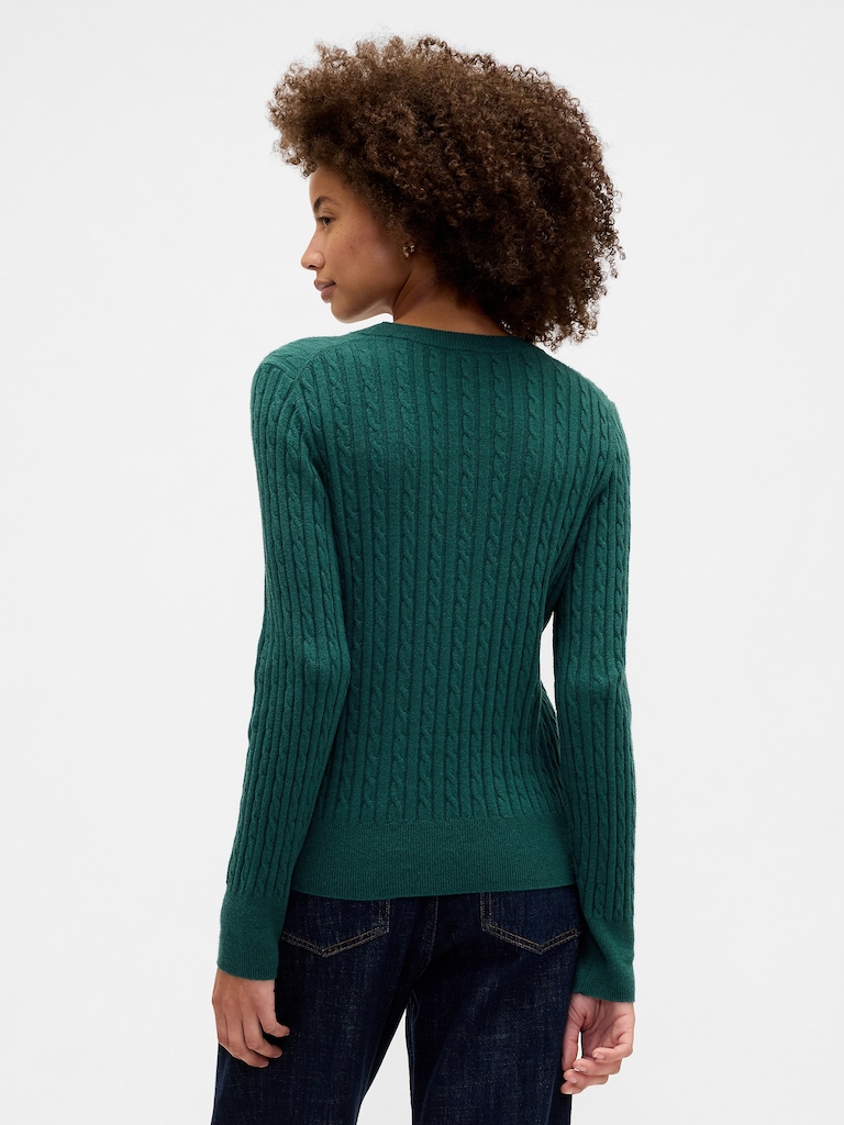 CashSoft Cable-Knit Crewneck Sweater