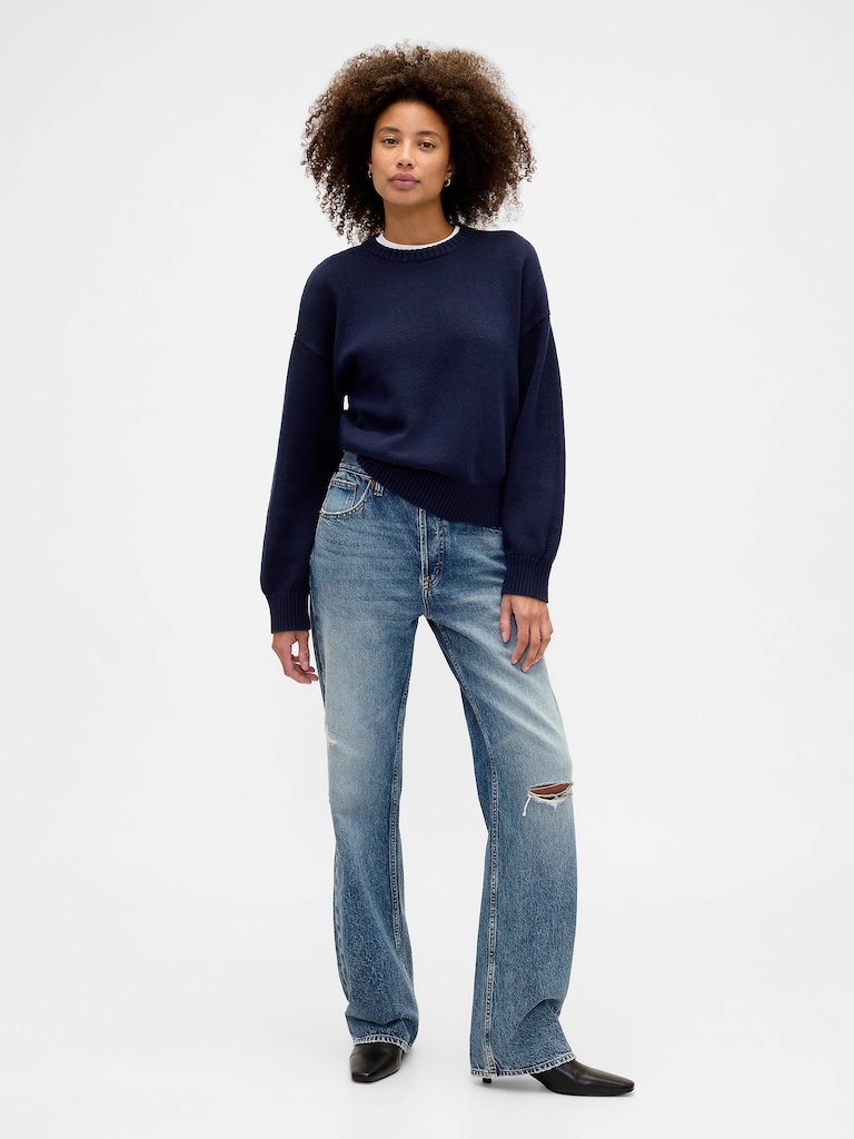 Relaxed Cotton Crewneck Sweater