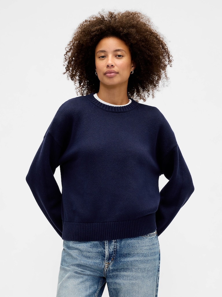 Relaxed Cotton Crewneck Sweater