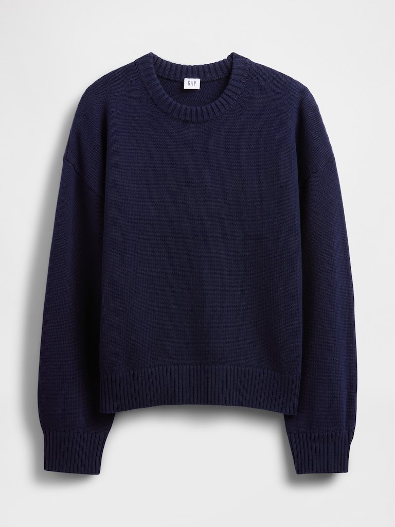 Relaxed Cotton Crewneck Sweater