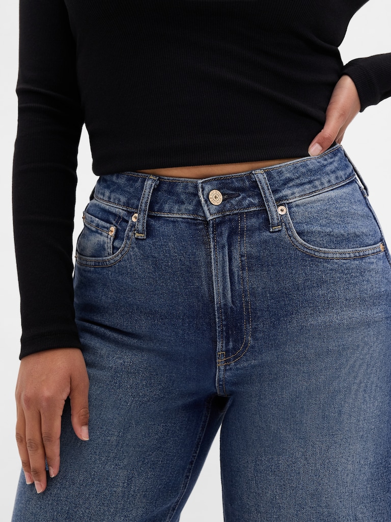 Curvy High Rise Stride Wide-Leg Jeans