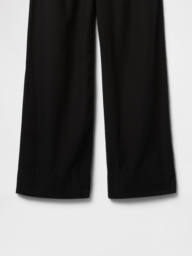 Linen-Blend Easy Wide-Hem Pants
