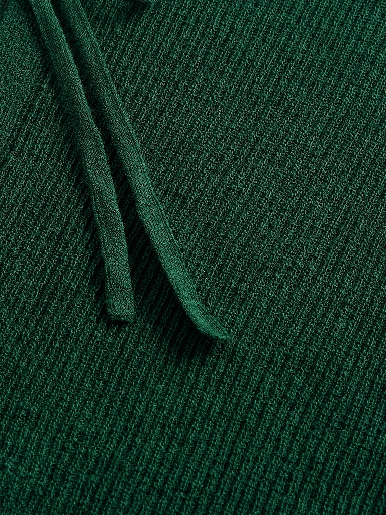 Sheer Rib Tie-Front Crop Cardigan Sweater