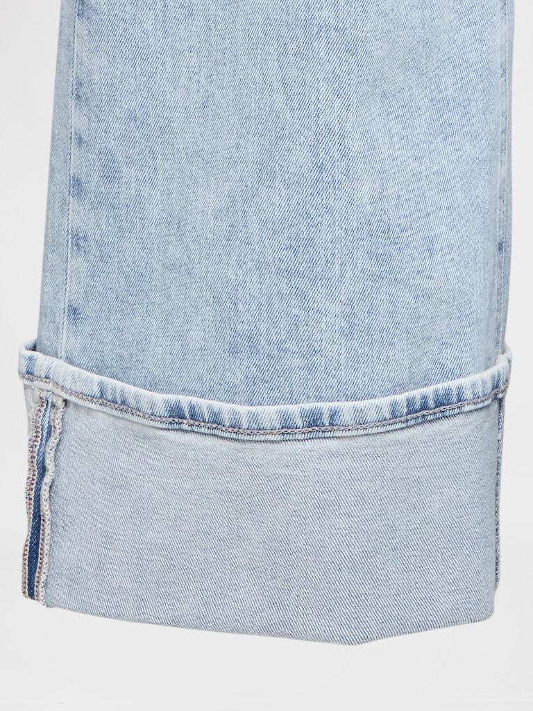 High Rise Stride Cuffed Wide-Leg Jeans