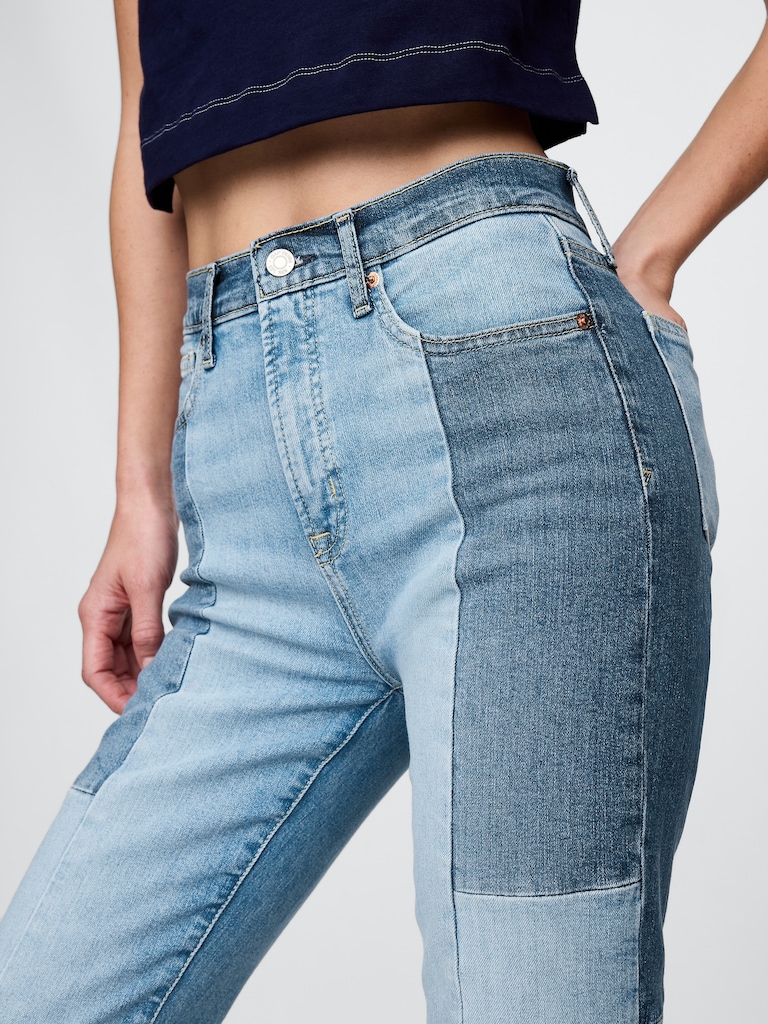 High Rise Patchwork '70s Flare Jeans