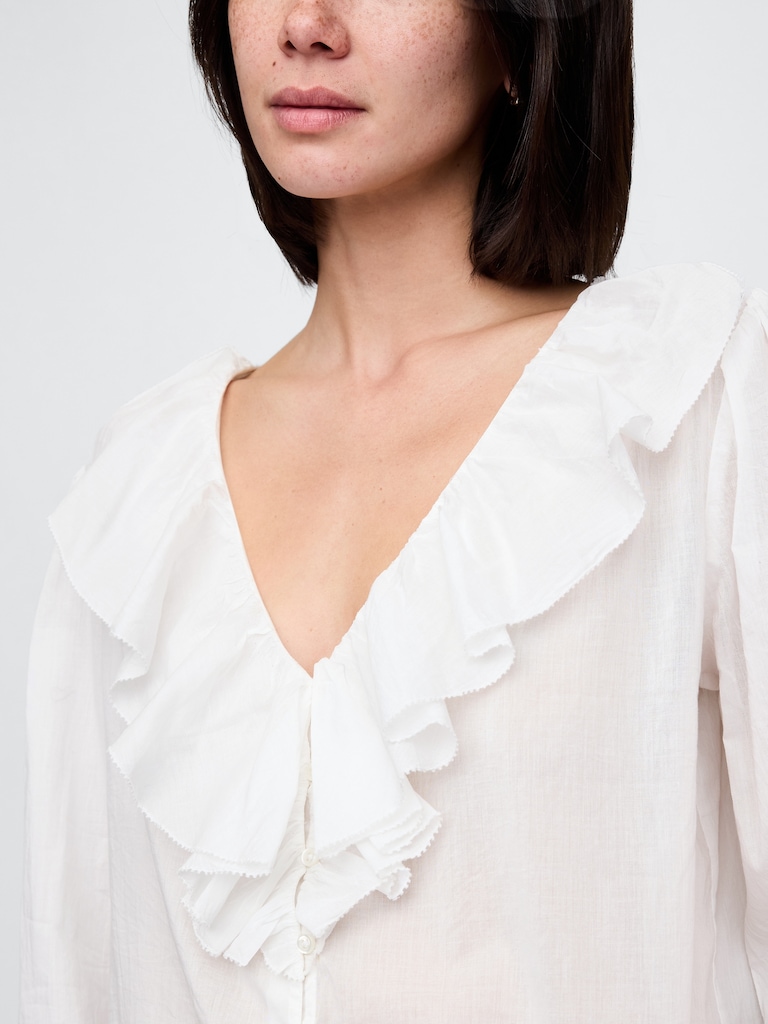 Ruffle V-Neck Shirt